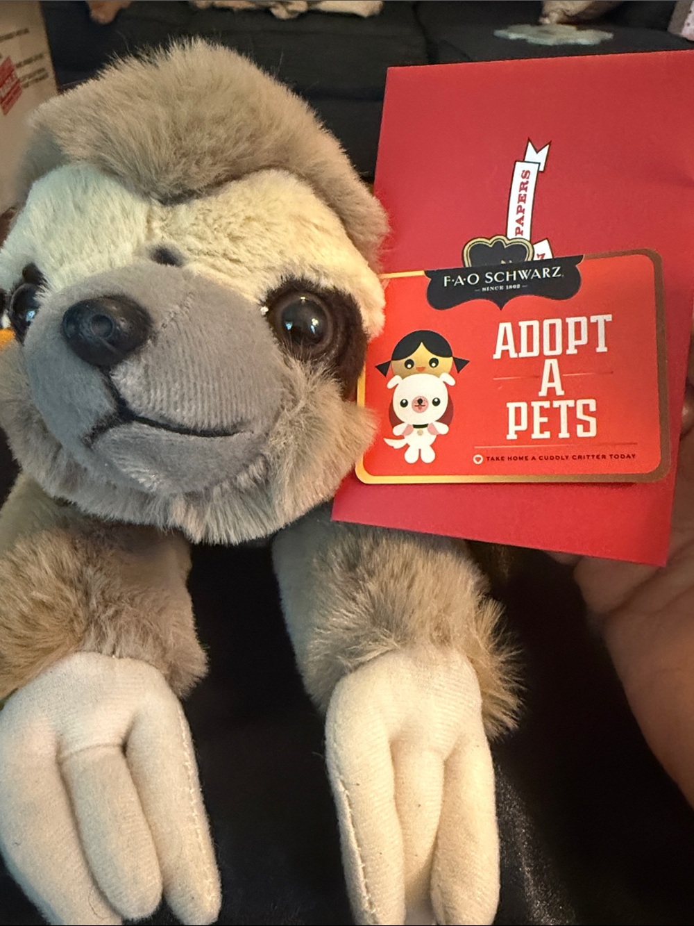 FAO Schwarz Brown and Cream Sloth Plush Toy
